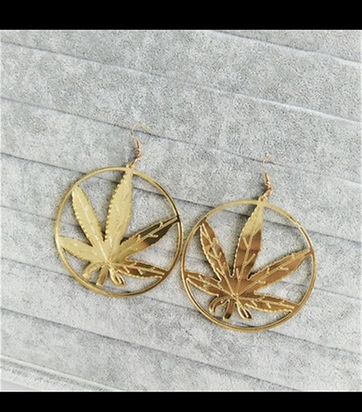 Large gold round Kush earrings