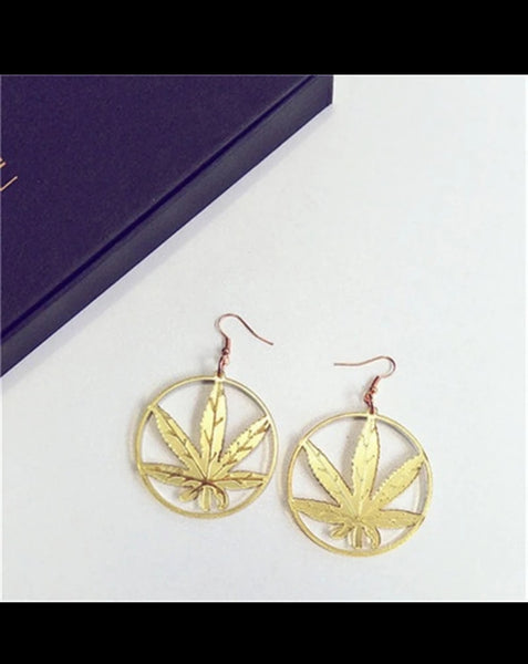 Large gold round Kush earrings