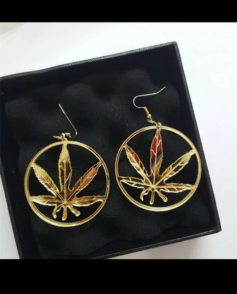 Large gold round Kush earrings