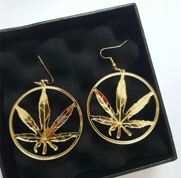 Large gold round Kush earrings