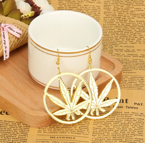 Large gold round Kush earrings