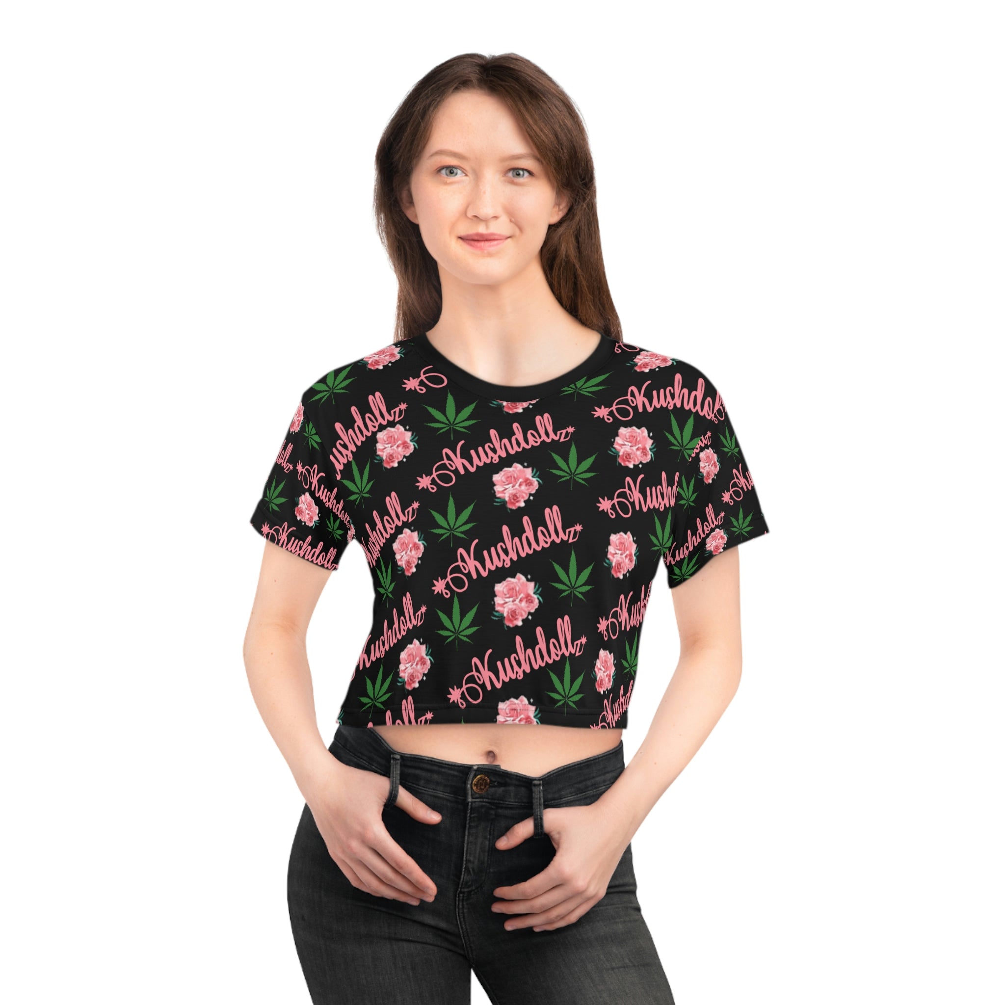 Kushdollz floral Crop Tee