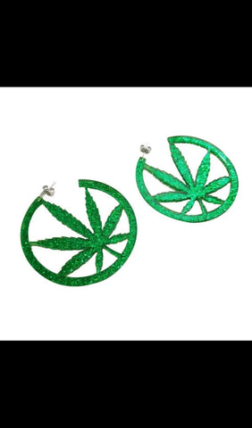 Green kush hoop earrings