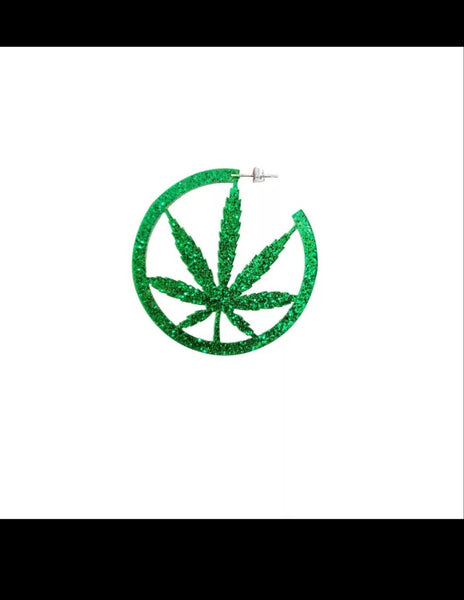 Green kush hoop earrings
