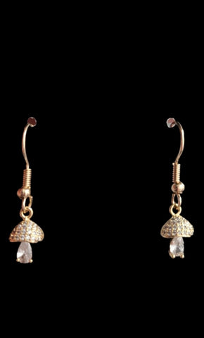 Rhinestone mushroom earrings