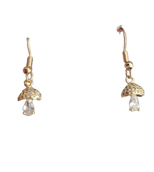 Rhinestone mushroom earrings
