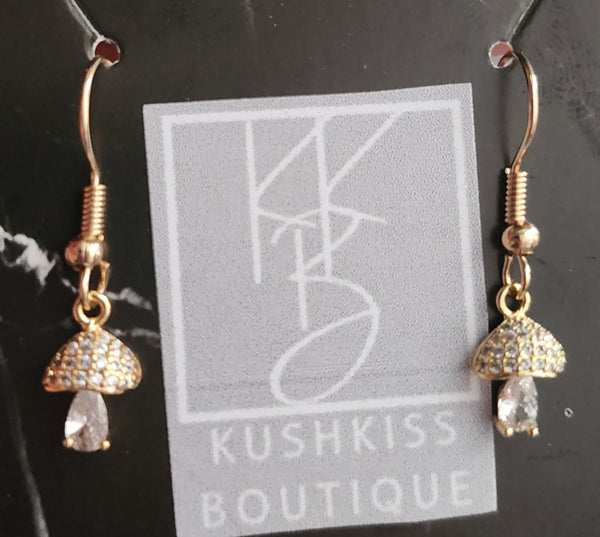 Rhinestone mushroom earrings
