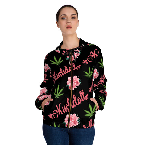 Kushdollz floral Full-Zip Hoodie