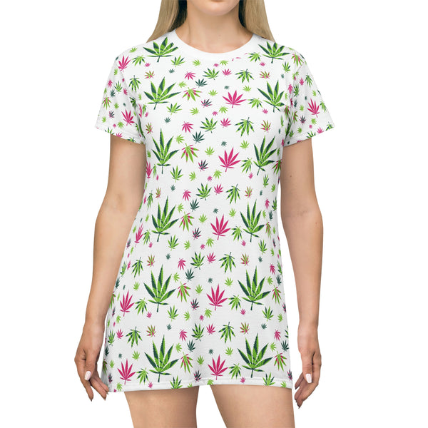 Kushed pink grn T-Shirt Dress